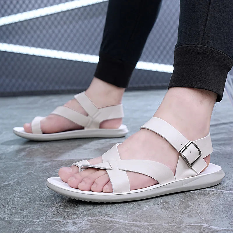 Summer Men Rome Genuine Leather Roman Sandals Gladiator 2024 Sandalias Romanas Hombre Flat Sandles Dropshipping