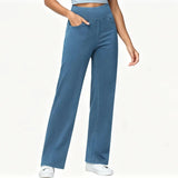 THE GYM PEOPLE Women's Wide Leg Jeans High Waisted Pull on Stretchy Baggy Basic Straight Denim Pants with Pockets