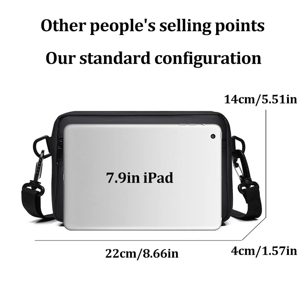 Fashionable Multi-Layer Shoulder Bag for Man,Hand-Held Casual Crossbody Bag, Suitable for Commuting, Daily Use,Black Business Travel Bag, Solid Color Minimalism Handbag