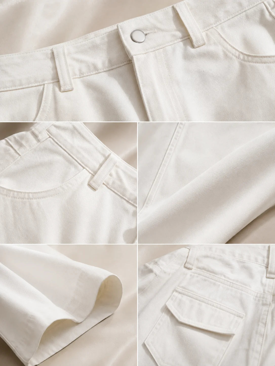 Women's White Wide Leg Jeans, High Waist Loose Baggy Denim Pants Casual Solid Color Full Length Palazzo Trousers with Pockets for Daily Street Shopping