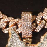 Iced Out Rose Pink Drip Pendant 18K Gold Electroplated Cubic Zirconia Hip Hop Round Medallion Necklace Cuban Chain Charm Colorful Stone Inlay Dripping Gold Street Rapper Fine Jewelry Accessory For Men Party Club Daily Sparkli