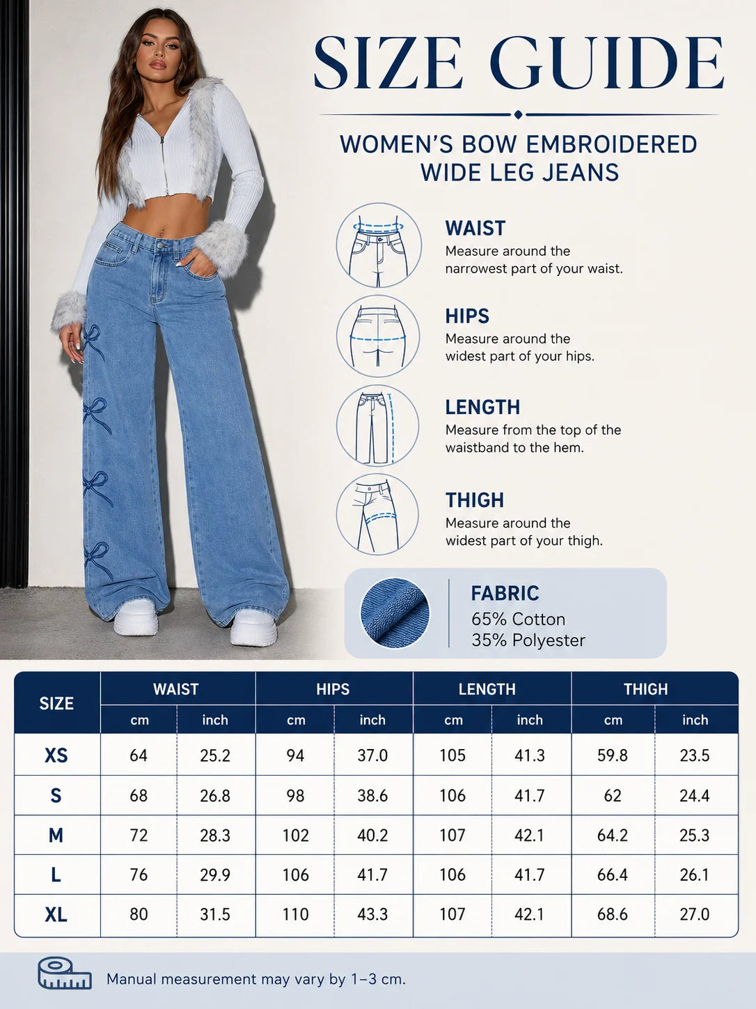Y2K Bow Embroidery Wide Leg Jeans for Women, High Rise Vintage Light Wash Baggy Denim Trousers Trendy Casual Streetwear Daily Pants
