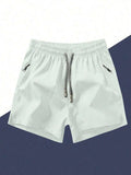 Men's Anti-Lost Drawstring Sports Shorts With Zipper Pockets