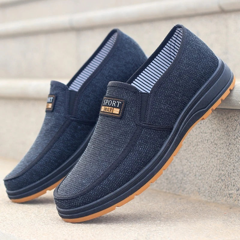 Men Canvas Slip On Shoes Breathable Non Slip Casual Walking Elderly Father Cloth Footwear