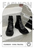 Hot-Selling Leather Boots for Men Fad Square Toe Drape Casual Chelsea Boot British High-end Cool High Top Men Boots Botas Hombre