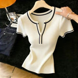 Sweaters O-Neck Knitted Sweater Women Pullovers New Summer Short Sleeve Knit Sweater Pullover Women Tops Sueters De Mujer Q3890