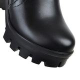 Women's Ankle Boots Women Platform High Heels Fashion Buckle Side Zipper Autumn Winter Women's Ankle Boots Size 33-43