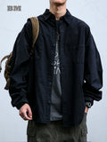 Japanese Streetwear High Quality Cargo Shirts For Men Vintage Casual Long Sleeve Spring Autumn Harajuku Thin Coat Mens Clothing