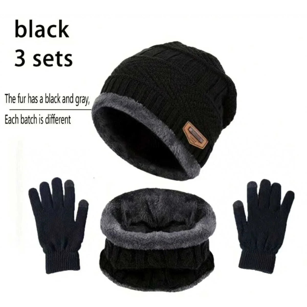 Winter Hat for Men Women Beanie Hats Scarf Glove Earmuff Set Thick Warm Slouchy Beanies Hat for Boy Girl Cap