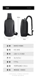 Mark Ryden Multifunction USB Crossbody Bag Shoulder Bag Man TPU Waterproof Travel Sling Messenger Pack Chest Bag for Male