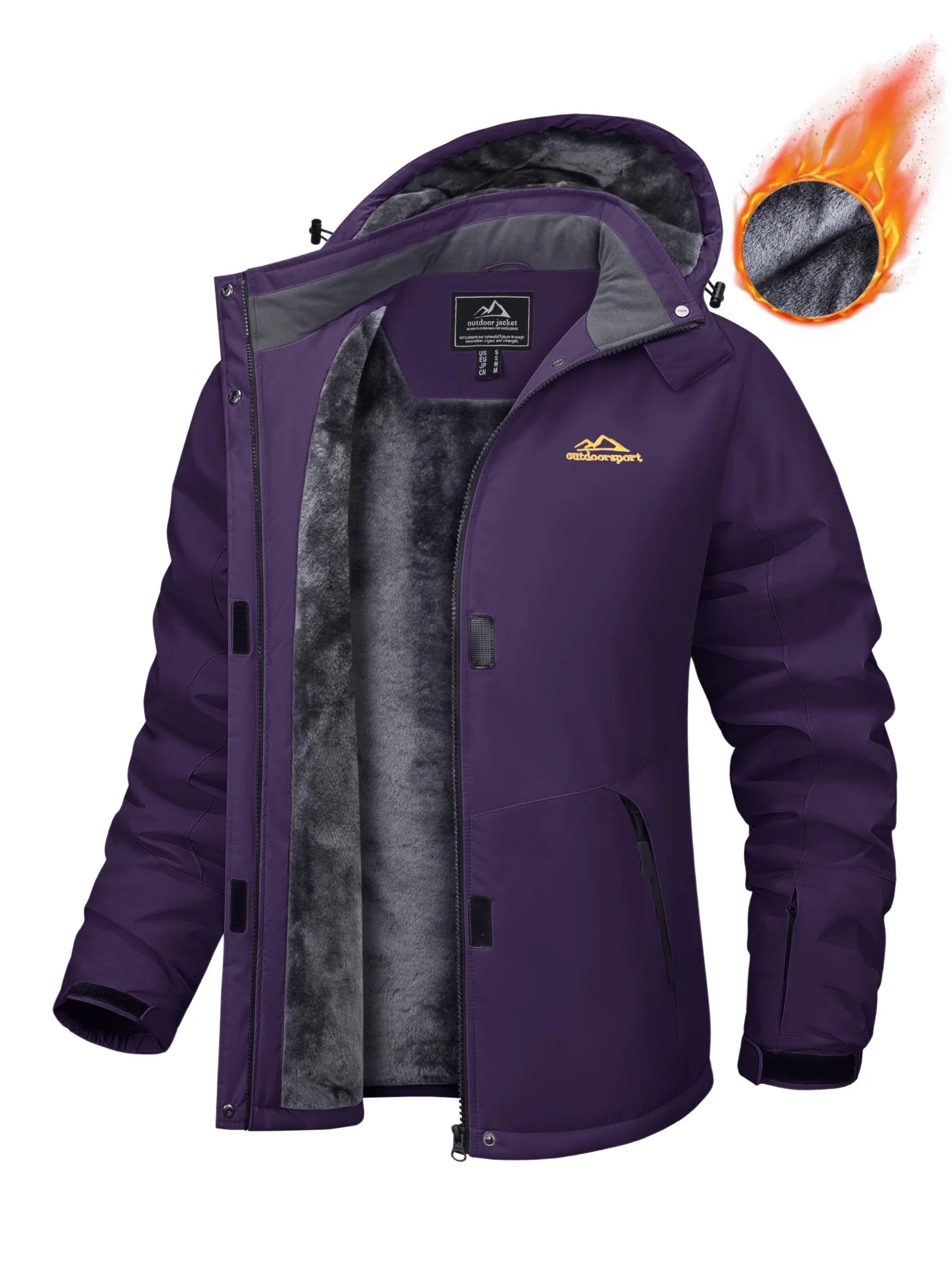 TACVASEN Winter Fleece Lined Hooded Parka Jacket Womens Ski Snowboard Warm Coats Waterproof 5 Zipper Pockets Windbreaker Outwear