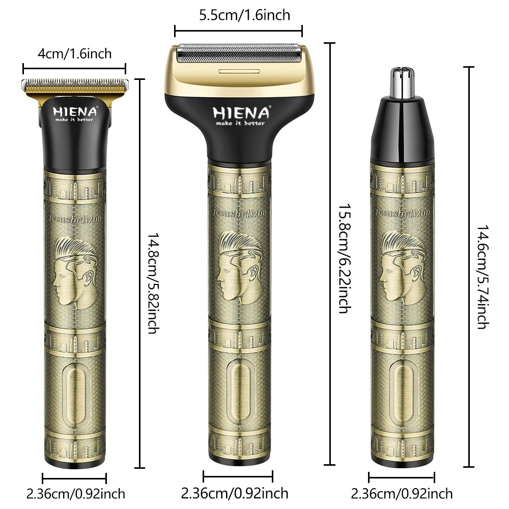 HIENA Beard Trimmer for Men Electric Razor Shaver Cordless Hair Clipper Shaving Kit for Mustache Body Nose Ear Hair Cordless