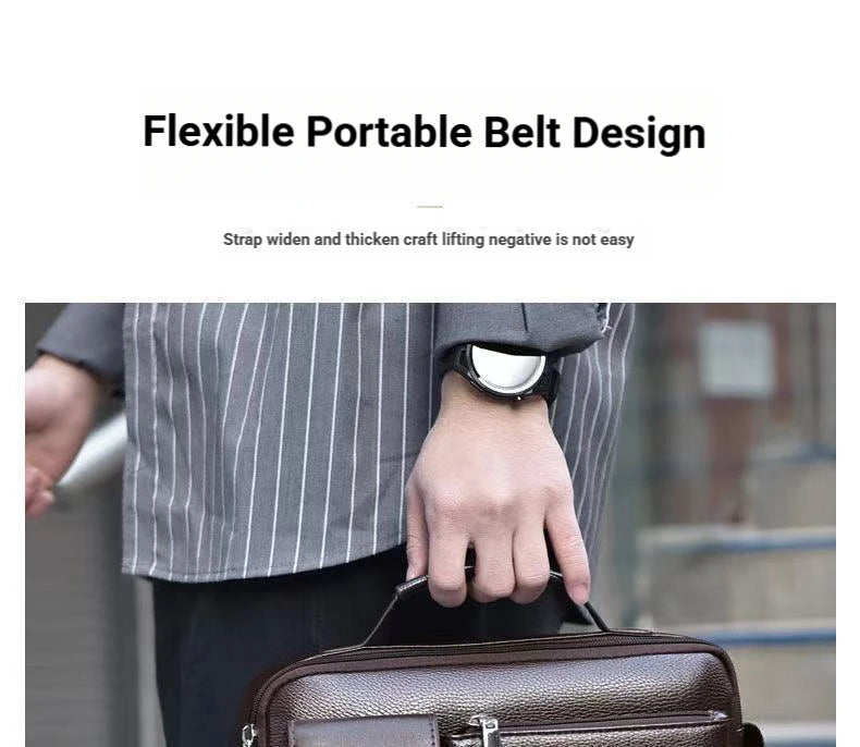 Men's Retro Messenger Bag with Waterproof Design, Large Capacity Laptop Briefcase for Office Work, Travel and School