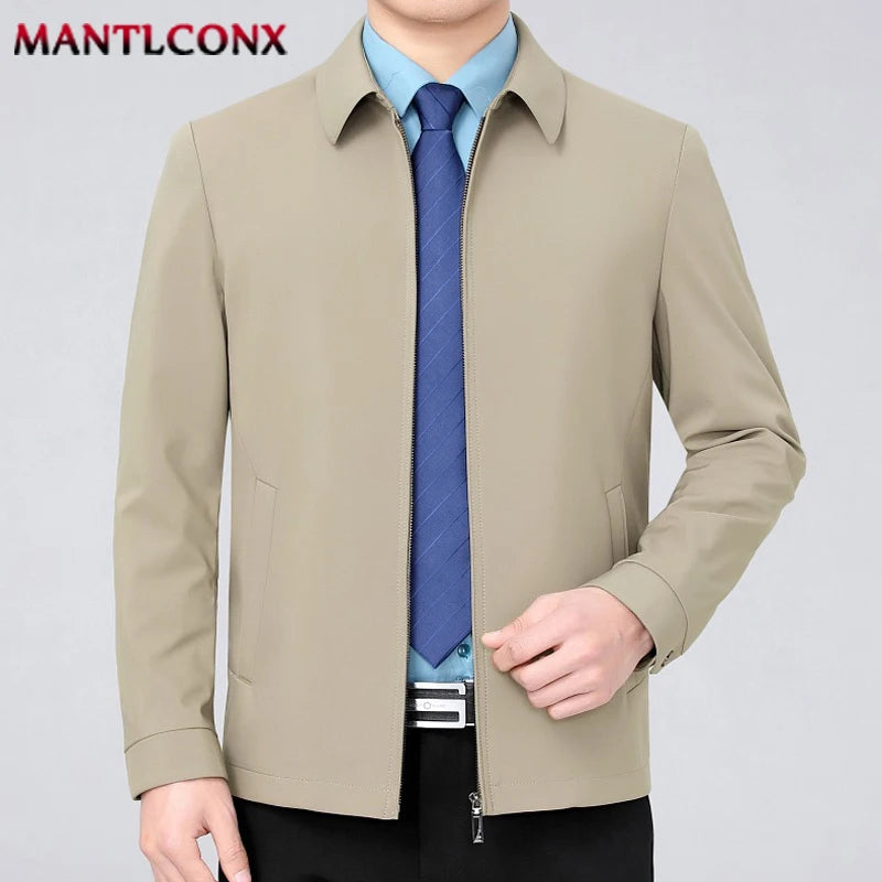 Solid Color Turn-down Collar Men's Jacket Loose Cardigan Spring Jacket for Men Business Work Male Clothing Casual Coats Male 3XL