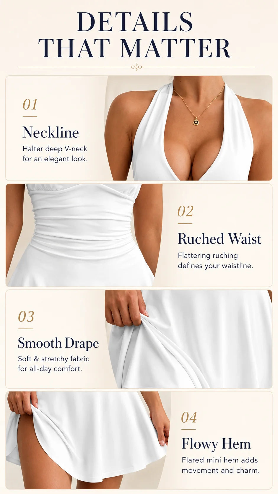 Women's Halter Deep V Neck Mini Dress, Ruched Waist Flared Ruffle Hem Bodycon Dress, Sexy Sleeveless Slim Fit Party Club Short Dress