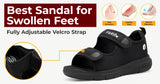 FitVille Men'S Sandals Summer Flat Shoes Widened Elderly Casual Shoe Breathable Lightweight For Plantar Fasciitis Pain Relief