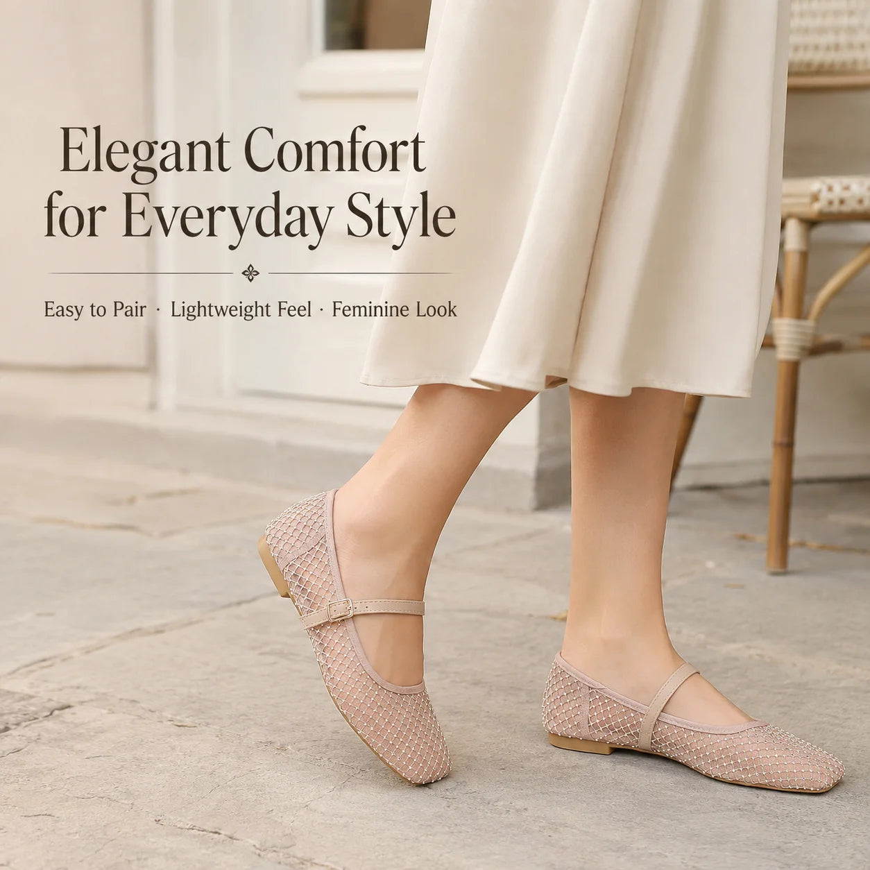 2026 Women's Mesh Ballet Flats Pointed Toe Breathable Flat Shoes Elegant Casual Slip On Shoes For Office Travel