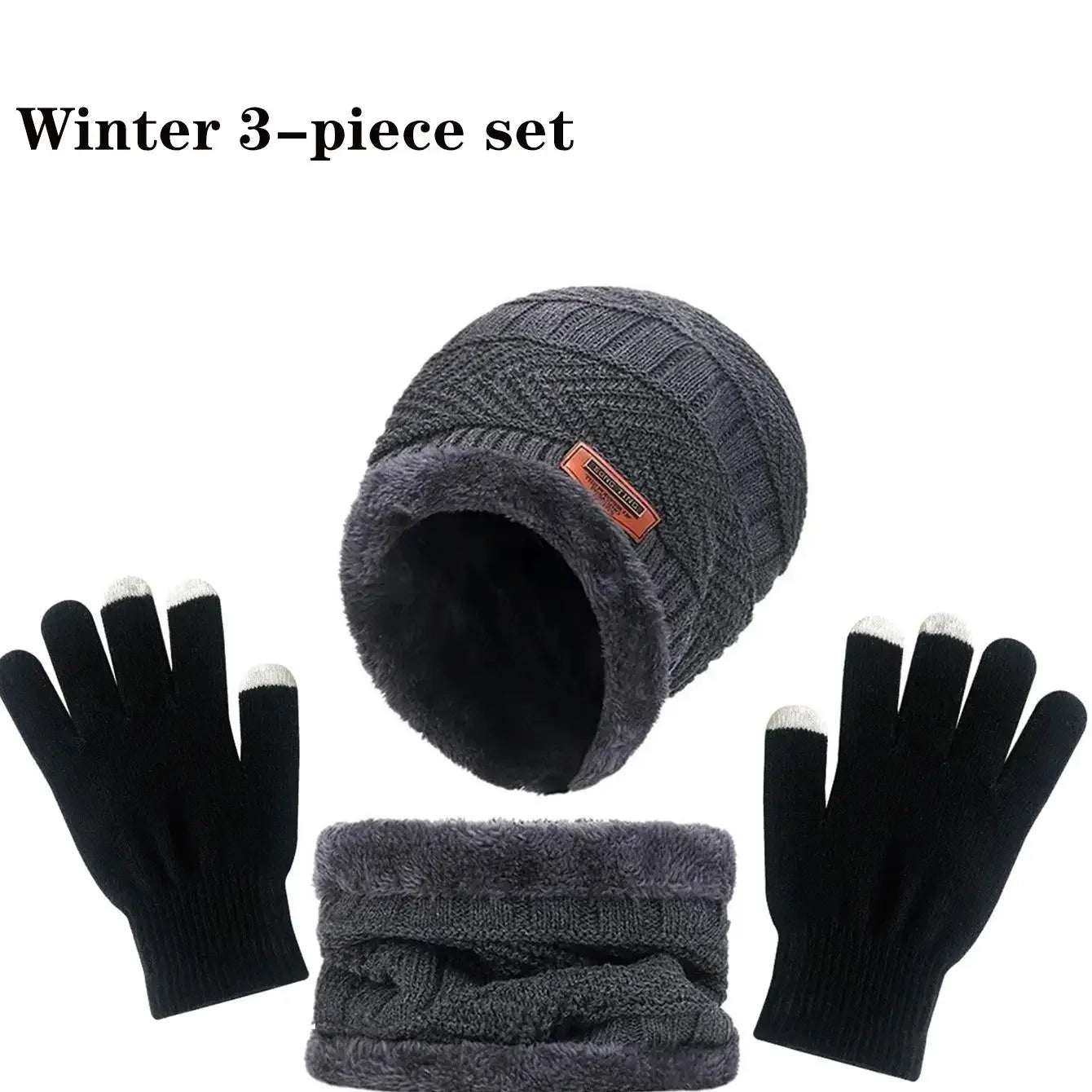 Winter Hat for Men Women Beanie Hats Scarf Glove Earmuff Set Thick Warm Slouchy Beanies Hat for Boy Girl Cap