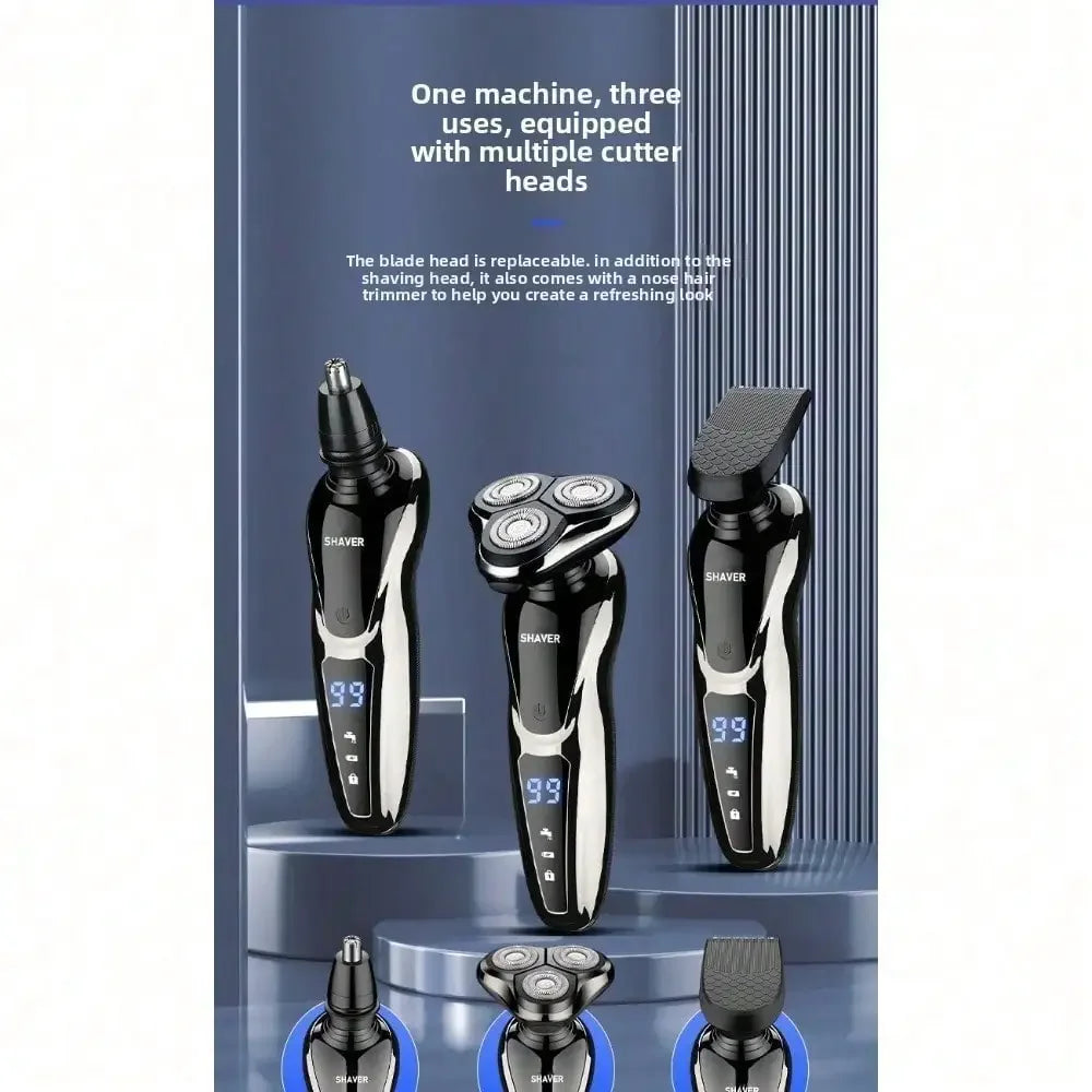 Men's 3 In 1 Electric Shaver Portable Travel Grooming Tool 1 Unit Birthday Gift Whole Body Washable 3D Floating Head Multi-function Beard Nose Hair Trimme Rechargeable Floating Blade Beard Nose Hair Trimmer Father's Day
