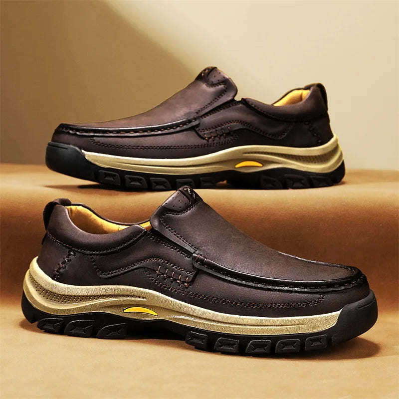 Stylish Men's Leather Loafers Men Thick Bottom Business Shoe Classic Leather Man Casual Shoes Senior Brand Male Walking Footwear