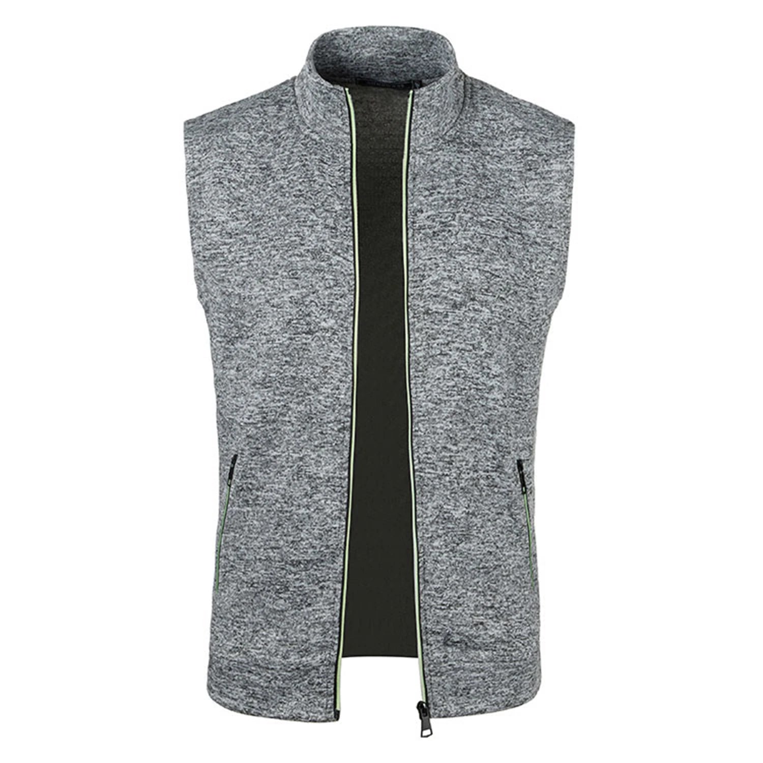 Autumn winter men's knit velvety fashion zipper top vest