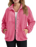 TACVASEN Fuzzy Button Down Sherpa Fleece Jacket Women's Winter Warm Coat Casual Outwear Jacket with Pockets Streetwear Outwear