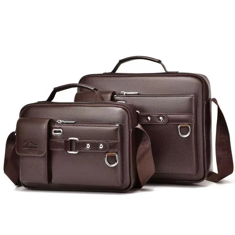 Men's Retro Messenger Bag with Waterproof Design, Large Capacity Laptop Briefcase for Office Work, Travel and School