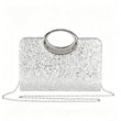 1Pc Black Glitter Rhinestone Top Handle Evening Clutch Bag, Women Sparkly Formal Handbag with Detachable Chain Strap, Elegant Purse for Wedding Party Prom Cocktail