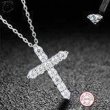 Cbtb S925 Sterling Silver 0.3-0.5 Carat Moissanite Cross Pendant Necklace for Unisex Gemstone Necklace Jewelry US Shipping