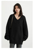 CHIC VEN Women Sweaters Solid Loose Pullovers New V-neck Knitwear Knitted Jumpers Female Top Fashion Woman Autumn Winter 2024