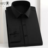 Men's Business Casual Long Sleeve Shirt Solid Color Wrinkle Resistant Comfortable All-Season Versatile Top