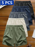 Manfinity Homme 5pcs/Set Men's Spring Summer Sports Shorts Casual Shorts