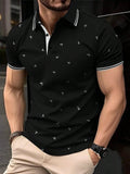 European and American Men's Summer Personalized Anchor Print Soft and Breathable Polo Short Sleeved T-Shirt Outdoor Casual Top