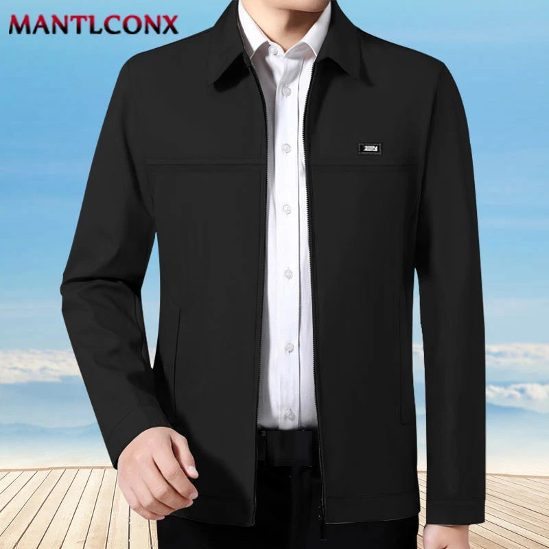 Solid Color Turn-down Collar Men's Jacket Loose Cardigan Spring Jacket for Men Business Work Male Clothing Casual Coats Male 3XL