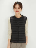 Women Sleeveless Puffer Vest Women's Ultra Light Down Vest Women Two Ways Waistcoat Portable Warm Sleeveless Winter Liner