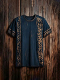 New Retro-style Outdoor Street Men's Loose Short-sleeved Casual Shirt With Tribal Ethnic Symbol Print Men's Fashionable T-shirt