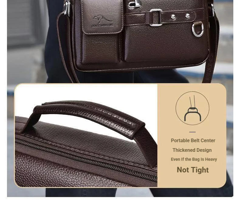 Men's Retro Messenger Bag with Waterproof Design, Large Capacity Laptop Briefcase for Office Work, Travel and School