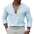 New mens Stripe Shirt Long Sleeve Printing Breathable T Shirts Lapel Basic Shirts for Men Lightweight Hawaiian Shirt  Streetwear