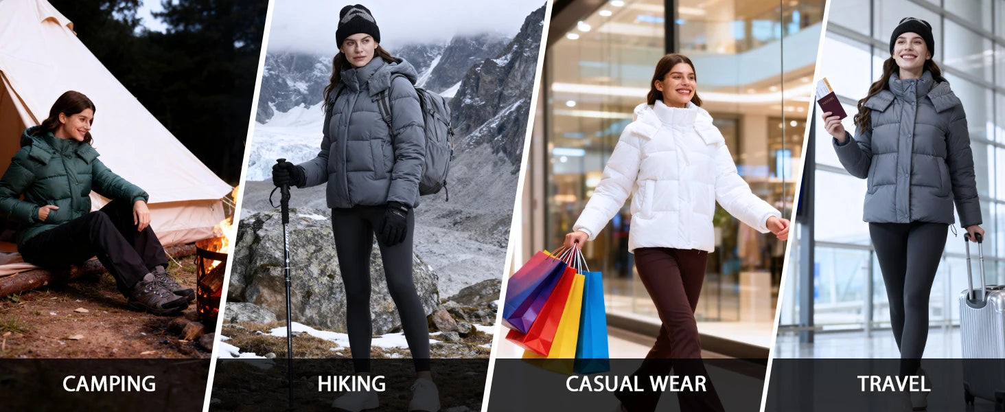 Pioneer Camp Women's Quilted Puffer Jacket, Warm Winter Coat Insulated Full Zip Hooded Jacket Pockets Outerwear Casual