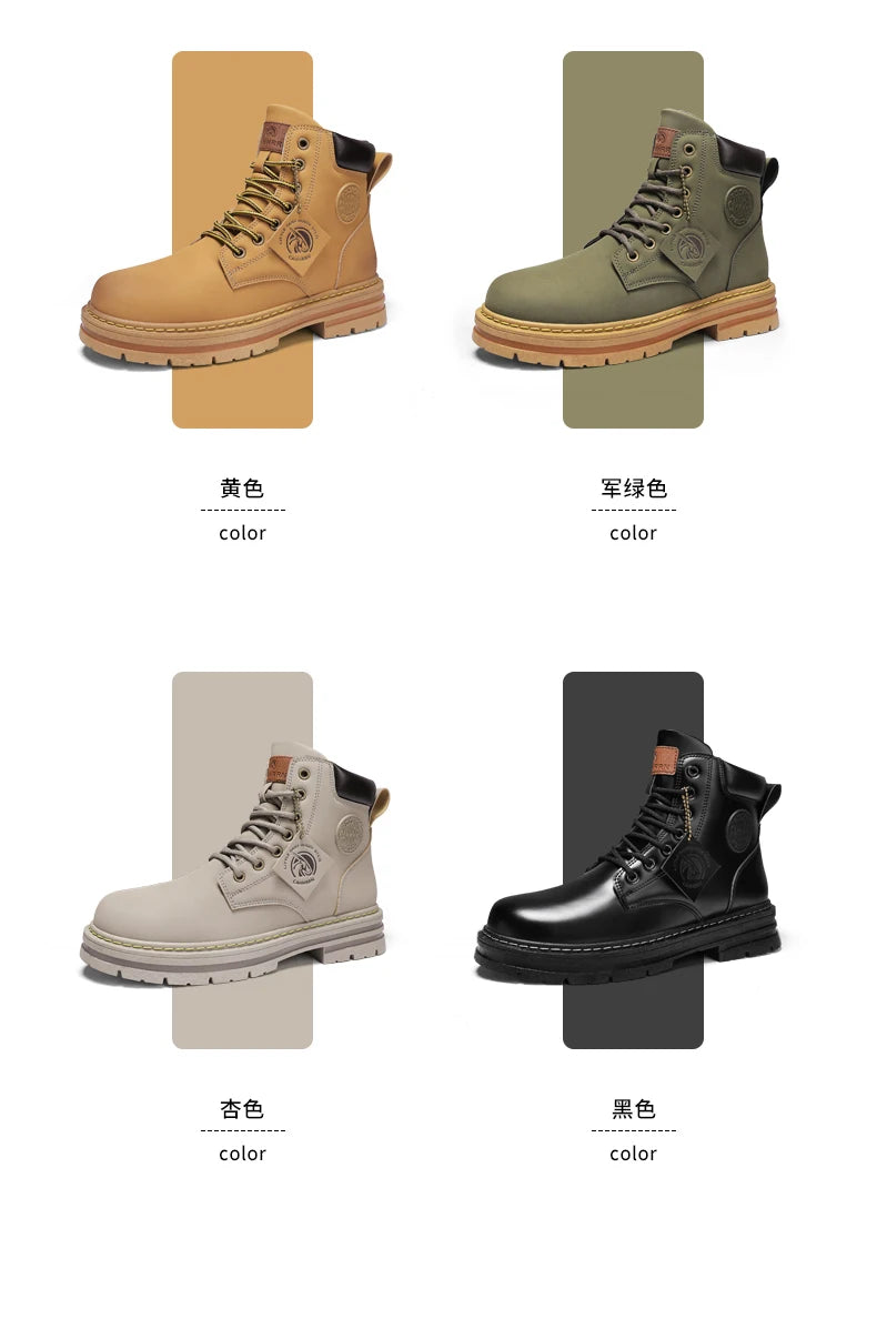 Big Size48 Men Boots Fashion Motorcycle Ankle Boots for Men Waterproof Hiking Boot Winter Chelsea Retro Boots Comfy Botas Hombre