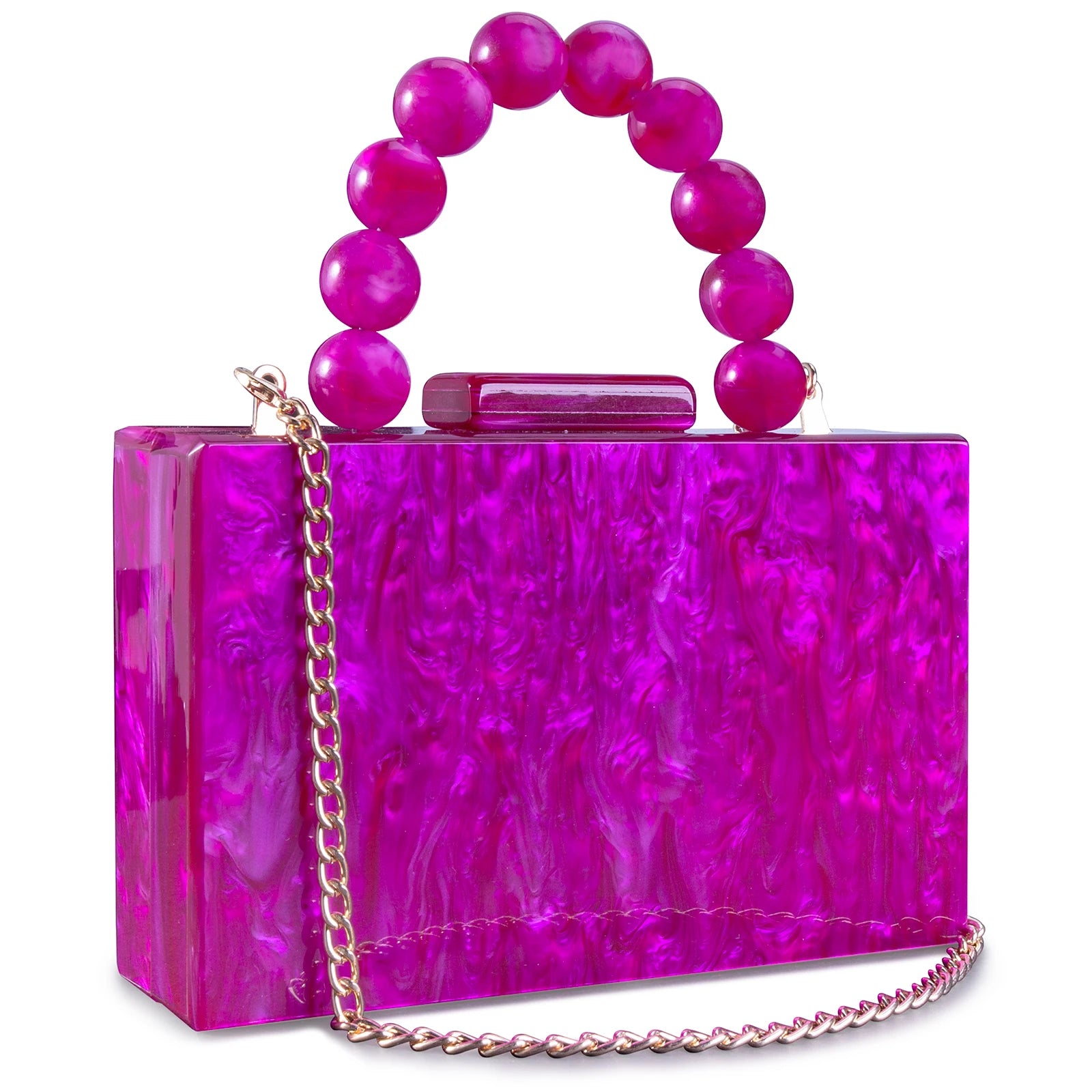 Women’s Luxury Acrylic Evening Bag Pearl Handle Crossbody Purse with Removable Chain Elegant Clutch for Cocktail & Formal Events Clear Acrylic Handbag with Pearl Handle & Chain