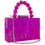 Women’s Luxury Acrylic Evening Bag Pearl Handle Crossbody Purse with Removable Chain Elegant Clutch for Cocktail & Formal Events Clear Acrylic Handbag with Pearl Handle & Chain
