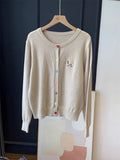 Autumn Winter 2026 Soft Elegant O-neck Loose Casual Sweaters Women Knitted Chic Embroidery Cardigan Basic Colorful Buttons Tops