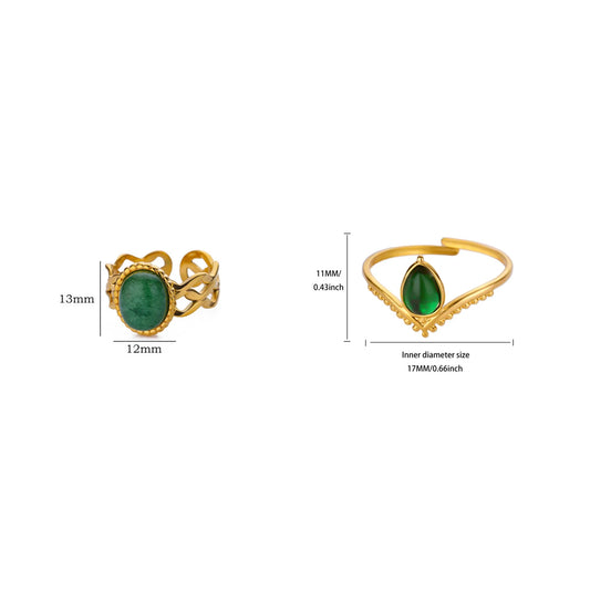 Luxury Jewelry Set Opal Stone Rings for Women Gold Color Stainless Steel Ring Minimalist Aesthetic Jewelry 2026 Freeshipping