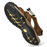 Summer Sandals Leather Outdoor Men's Beach Shoes Luxury Breathable Casual Sandal Man Wading Shoes Non-slip Wide lining Slippers