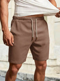 HIMLAND Men's Solid Color Drawstring Waist Casual Shorts, Versatile, Vacation, Father's Day Gifts, Football