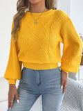 Women's Solid Color Round Neck Lantern Long Sleeve Knitted Sweaters for 2026 Autumn Winter Woman Clothes Yellow Red Khaki Tops