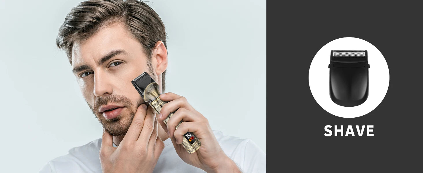 HIENA Beard Trimmer for Men Electric Razor Shaver Cordless Hair Clipper Shaving Kit for Mustache Body Nose Ear Hair Cordless