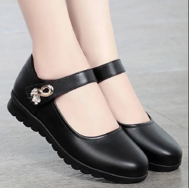Cresfimix Women Classic Light Weight Round Toe Black Pu Leather Square Heel Pumps for Office Lady Shoes Sapatos Azuis C6446c