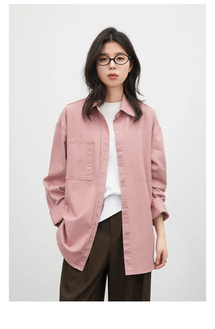 CHIC VEN Fashion Women Shirt Loose Casual Pink Long Sleeve Vintage Cotton Female Blouses Spring Summer 2026 Woman Jacket